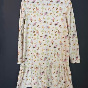 Lands' End Kids Floral Long Sleeve Dress - Pink and Yellow